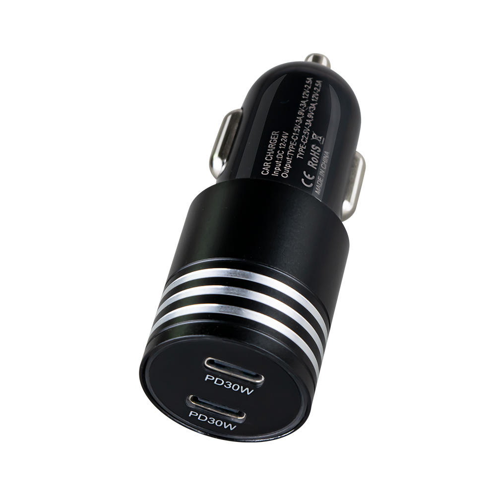双口 30W+30W 银环车充